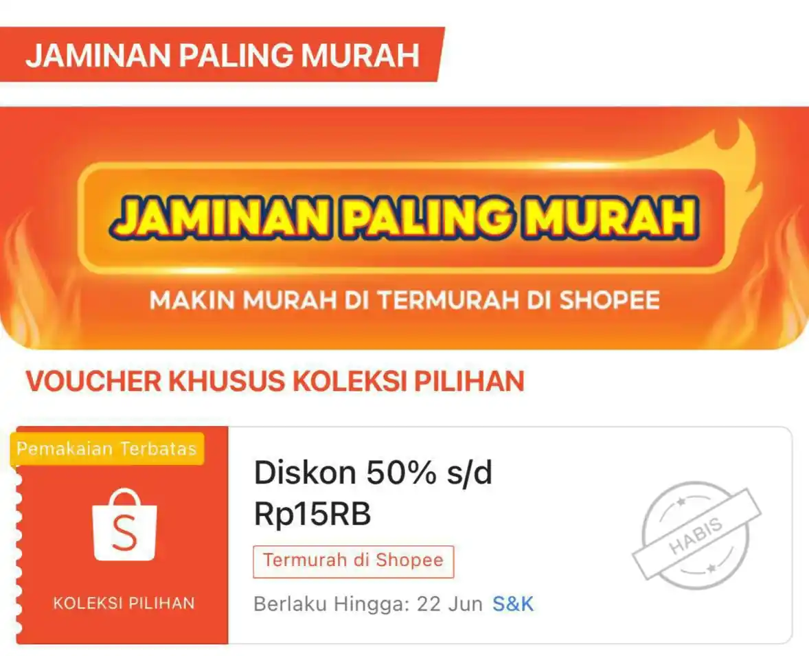 Image from PROMO SHOPEE 🛒🎀: Restock 🚨 JAMINAN PALING MURAH ⏱️18:00WIB  • Diskon 50% s/d 15RB Minb...