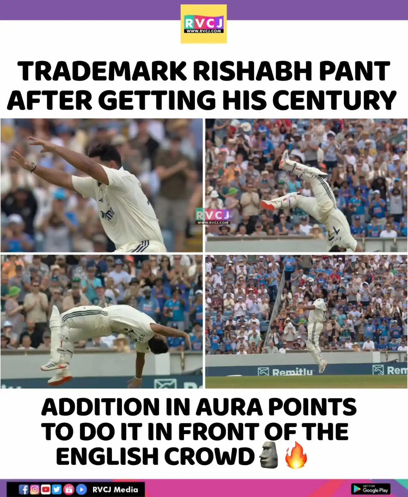 Image from RVCJ Media: Trademark Celebration By Rishabh Pant 🥵🤸🏻...
