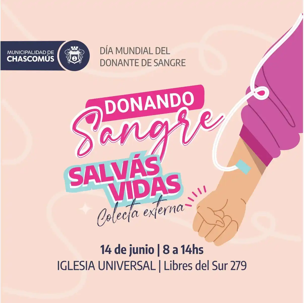 Image from Municipalidad de Chascomús: *14 DE JUNIO | Día Internacional del Donante de Sangre* Que la sangre...