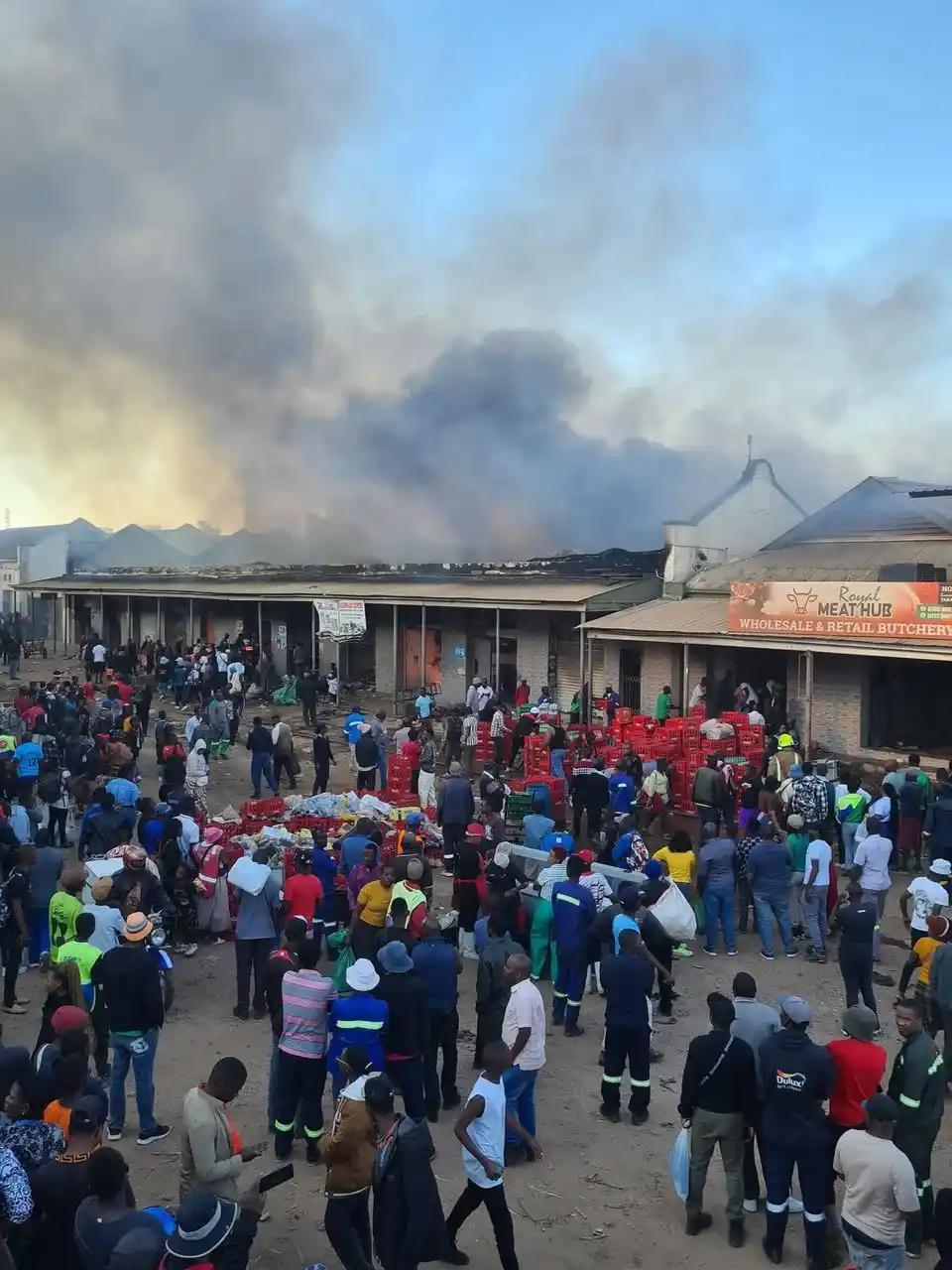 Image from 3Ktv Zimbabwe (Dstv Channel 293): At least 20 shops have been destroyed by fire along Leopold Takawira A...