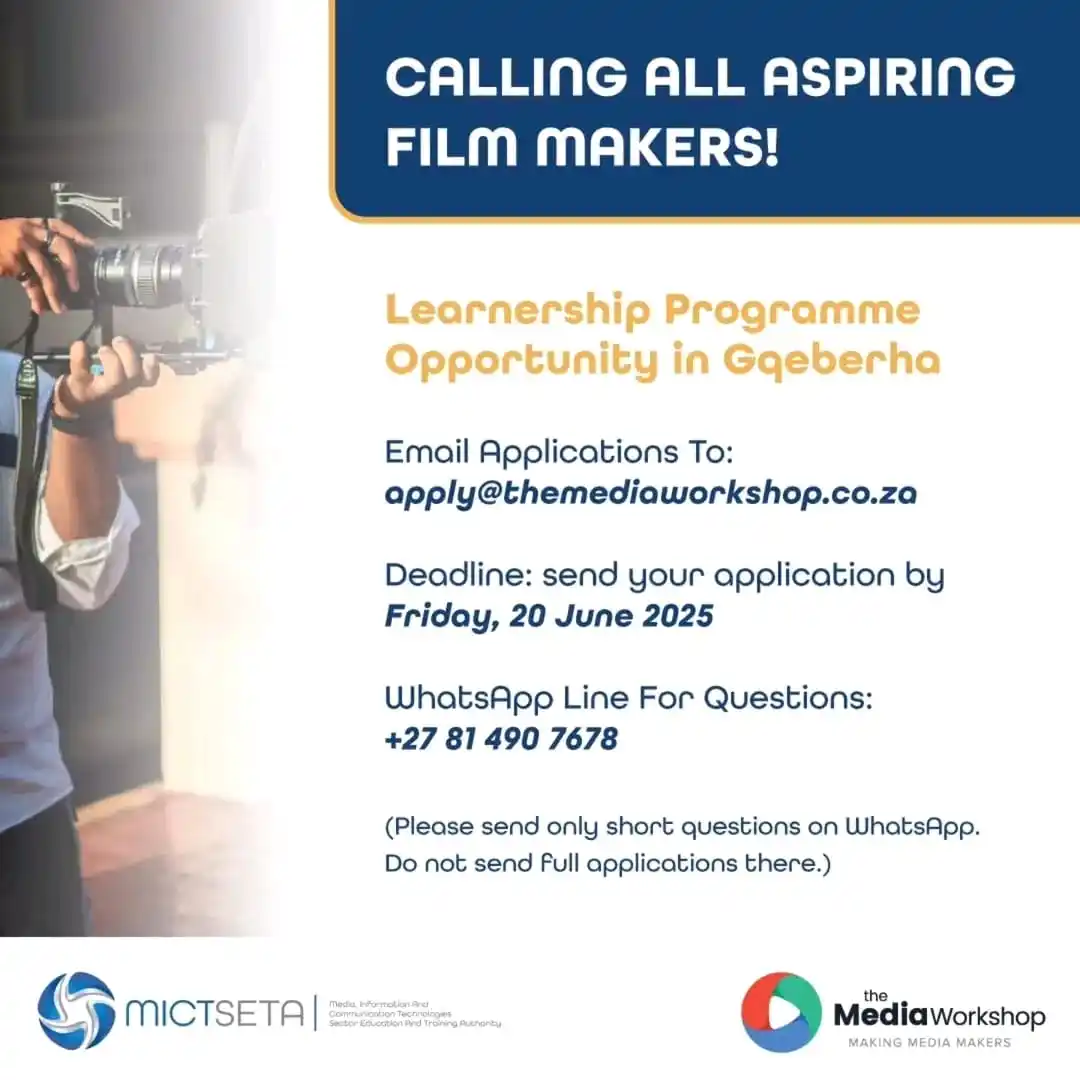 Image from Opportunities With Thabang: CALLING YOUNG CREATIVES IN NELSON MANDELA BAY! Film & TV Learnership O...