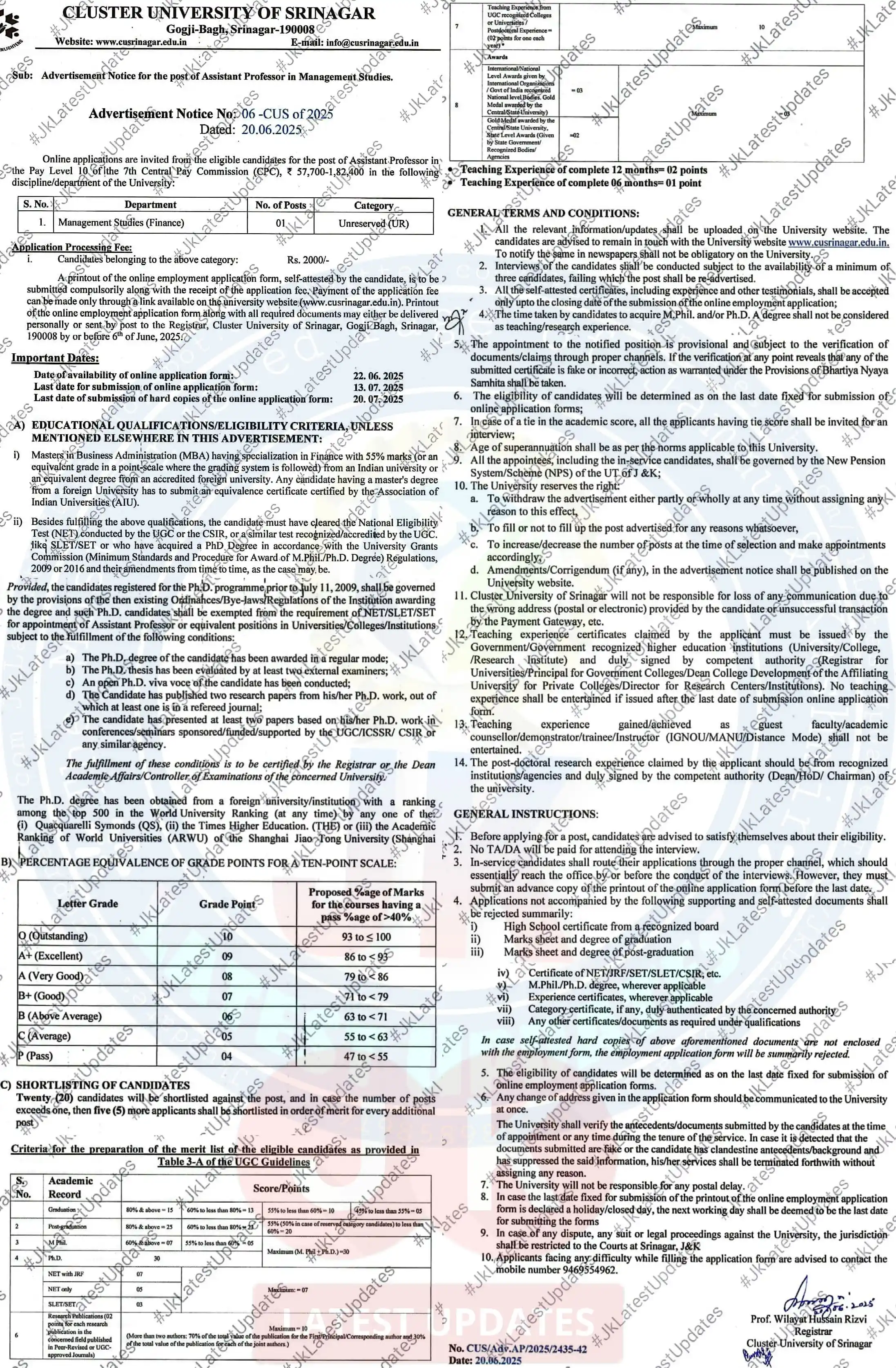 Image from #JkLatestUpdates: [Cluster University Srinagar] . . >> Advertisement Notice for the post...