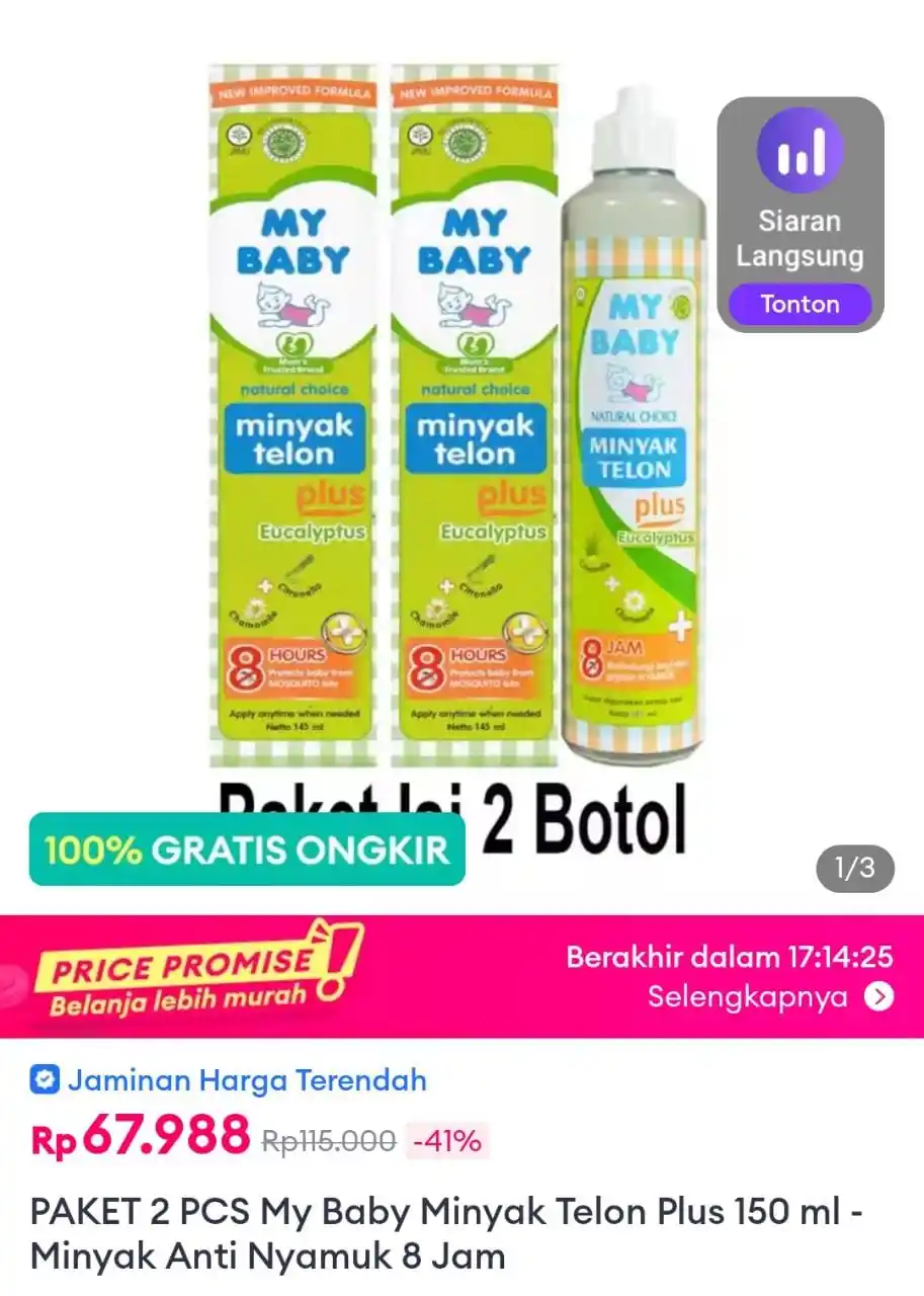 Image from INFO PROMO DISKON RACUN BELANJA | SHOPEE LAZADA TOKOPEDIA BLIBLI TIKTOK HIDDEN GEMS DAGET SHOPEE THR: Dapet 2 minyak telon https://s.lazada.co.id/s.ZYlCa7?cc...