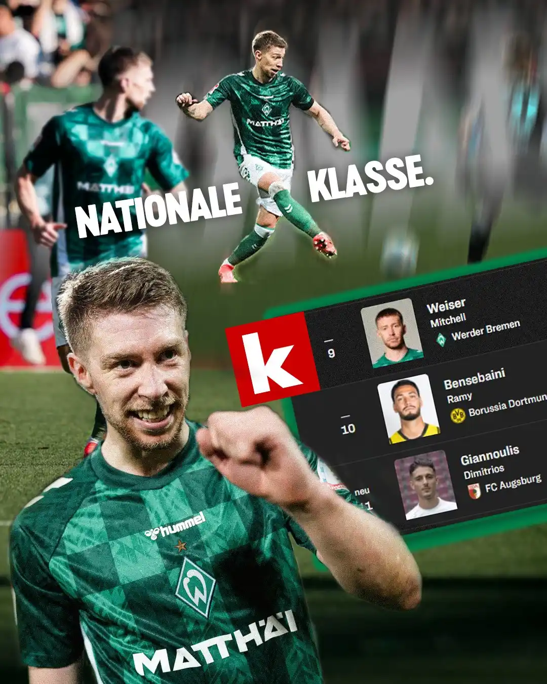 Image from Werder Bremen: *Eine "weise" Entscheidung vom kicker! 😌*  Mitchell Weiser wurde erne...