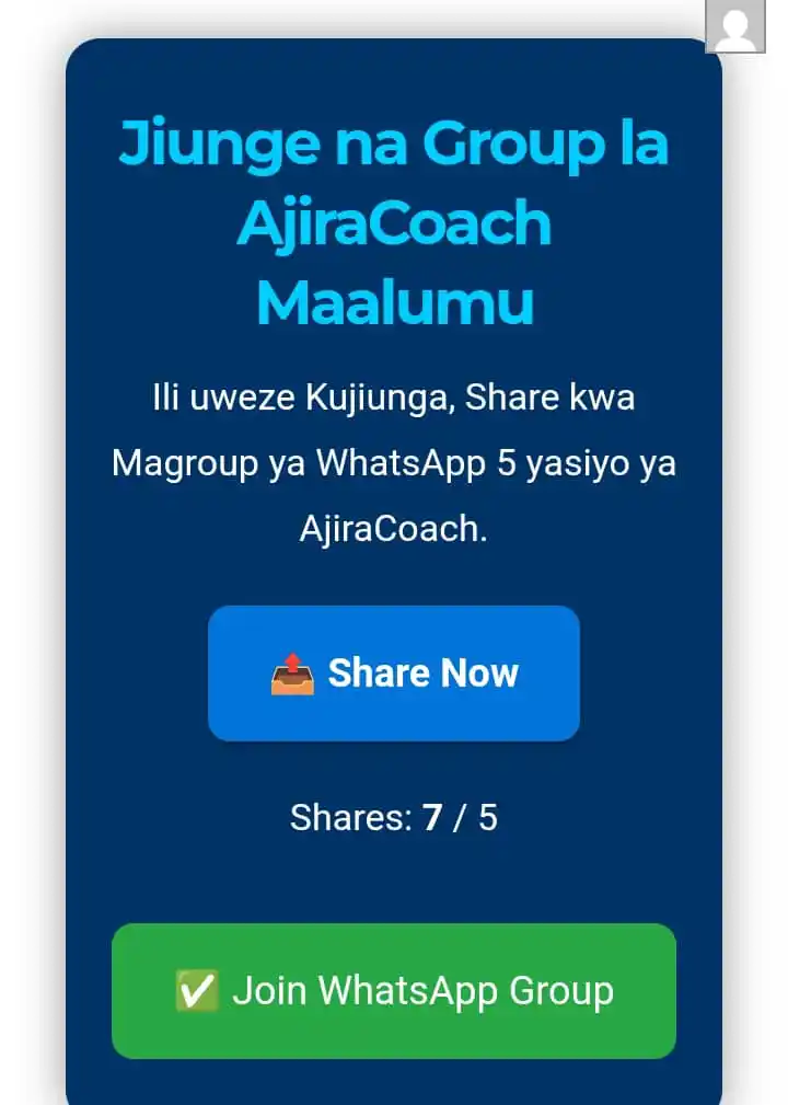 Image from AjiraCoach Platform: JE, UNATAKA KUJIUNGA NA GROUP LETU MAALUMU LA WHATSAPP JIUNGE HAPA �...