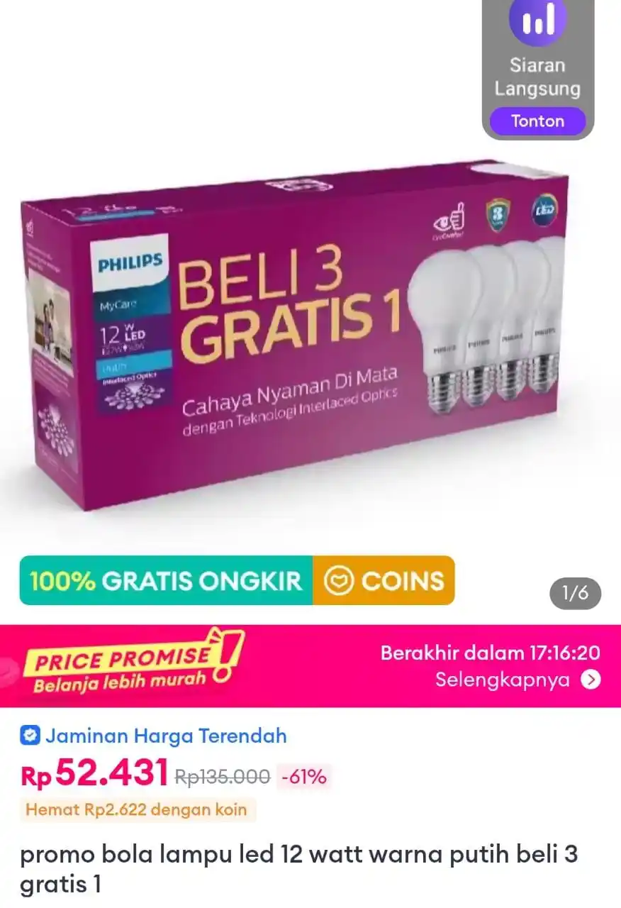 Image from INFO PROMO DISKON RACUN BELANJA | SHOPEE LAZADA TOKOPEDIA BLIBLI TIKTOK HIDDEN GEMS DAGET SHOPEE THR: Lampu led 12 wat https://s.lazada.co.id/s.ZYlxDT?cc...