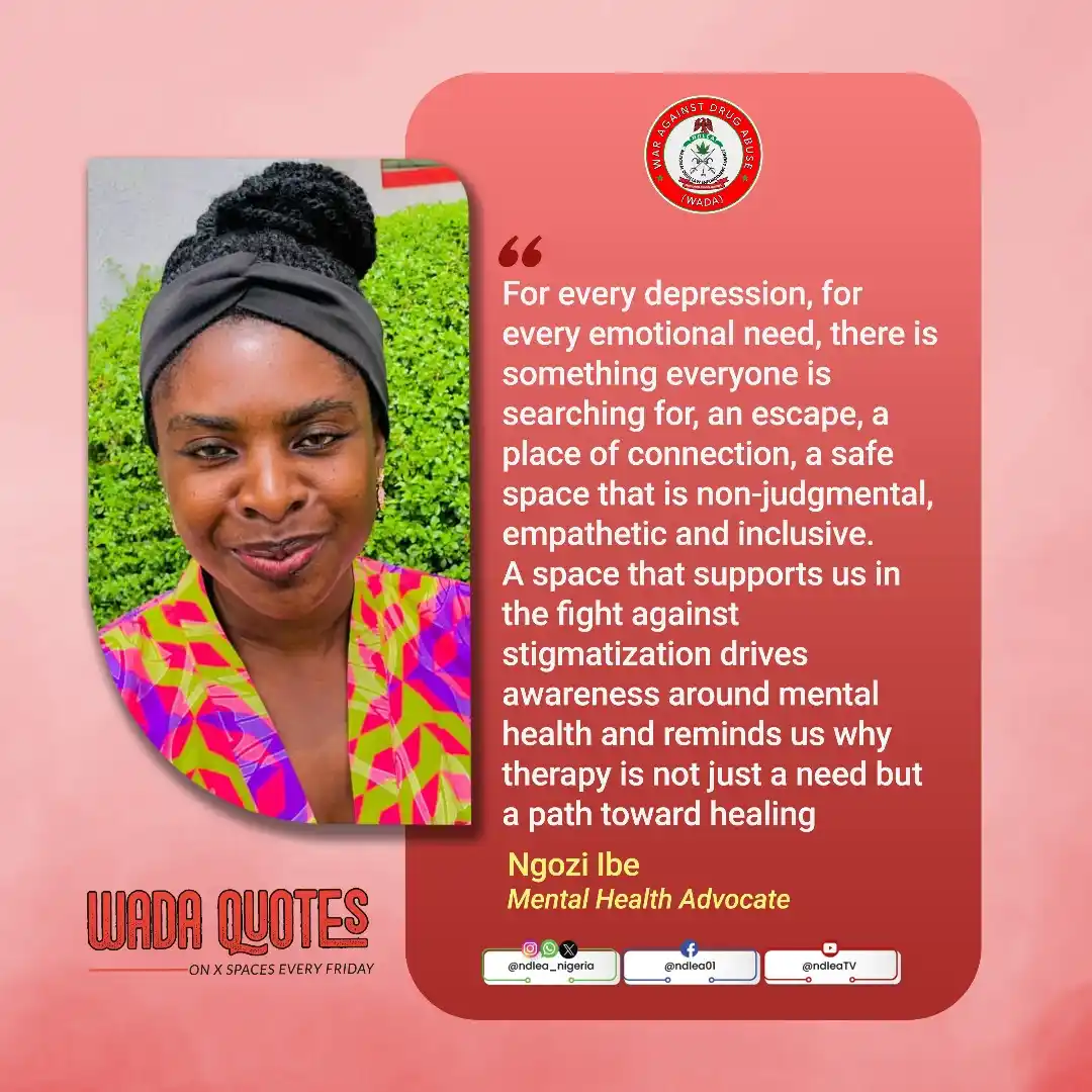 Image from NDLEA NIGERIA: On our weekly X Space conversation today, Ngozi Ibe during her present...