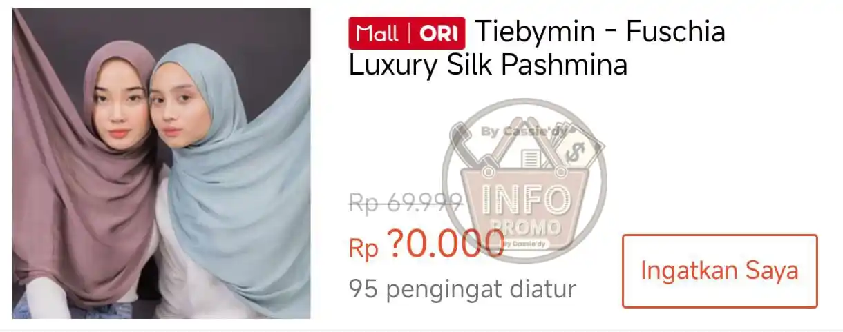 Image from INFO PROMO DISKON RACUN BELANJA | SHOPEE LAZADA TOKOPEDIA BLIBLI TIKTOK HIDDEN GEMS DAGET SHOPEE THR: Rp10.000 | ⏰ 12:00 WIB    Tiebymin - Fuschia Luxury Silk Pashmina  Var...