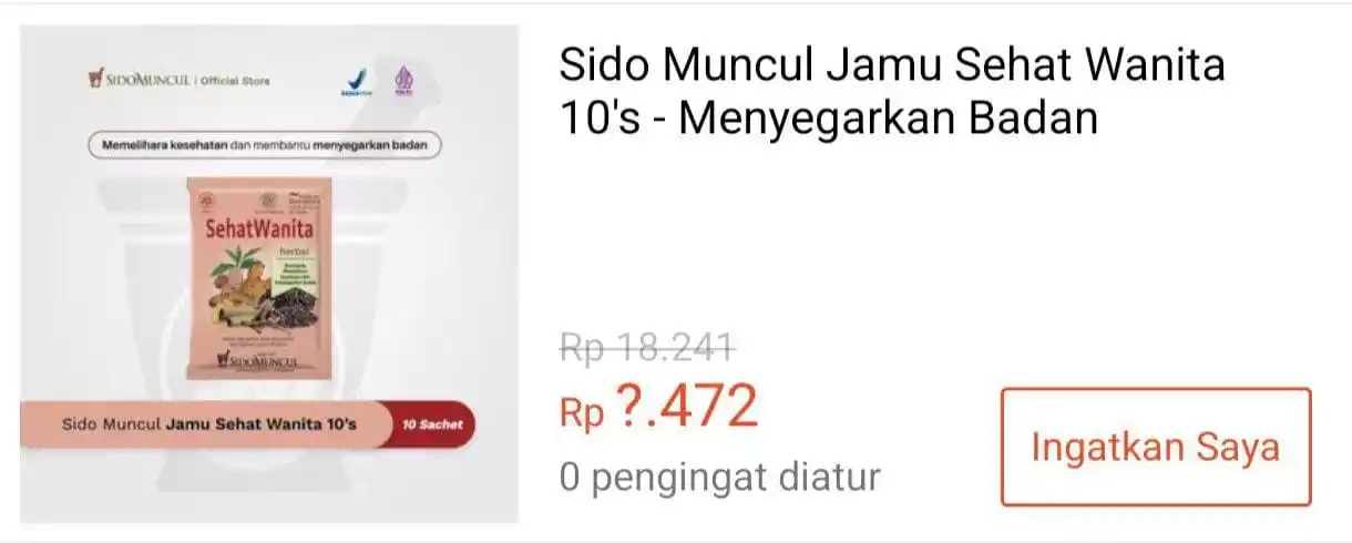Image from INFO PROMO DISKON RACUN BELANJA | SHOPEE LAZADA TOKOPEDIA BLIBLI TIKTOK HIDDEN GEMS DAGET SHOPEE THR: Rp5.472 | ⏰ 00:00 WIB Sido Muncul Sehat Wanita 10 pcs https://s.sho...