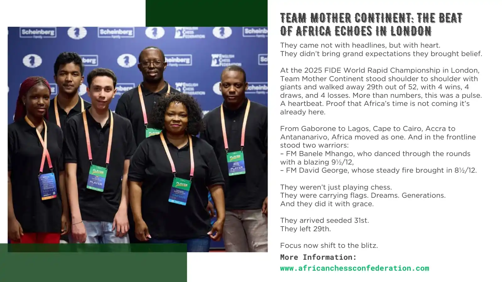 Image from African Chess Confederation-Confédération Africaine des Echecs: Africa Moves -Team Mother Continent Leaves Its Mark in the Rapid all F...