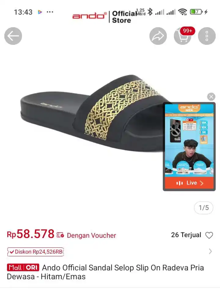 Image from 👜🛒Tukang Spill PROMOAN 🛒🛍️: Ando Official Sandal Slop Slip On Radeva Pria Dewasa *58.578* https://...