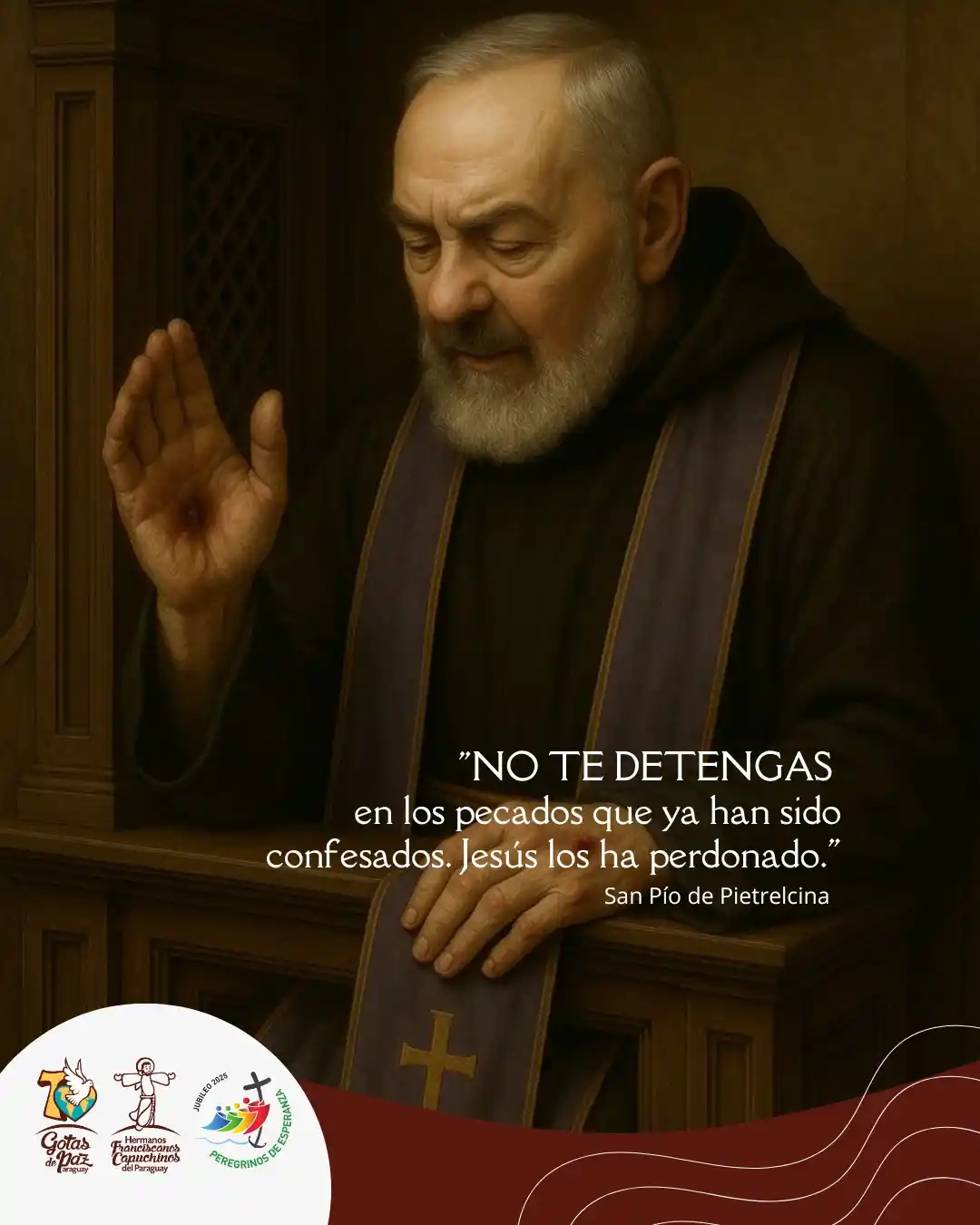 Image from Gotas de Paz Oficial 🇵🇾: ¿Aún te atormentas por lo que ya perdonó Dios? 😔 El Padre Pío nos de...