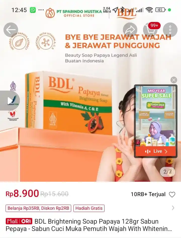 Image from 👜🛒Tukang Spill PROMOAN 🛒🛍️: BDL Brightening Soap 128gr Sabun Pepaya *8.900* https://s.shopee.co.i...