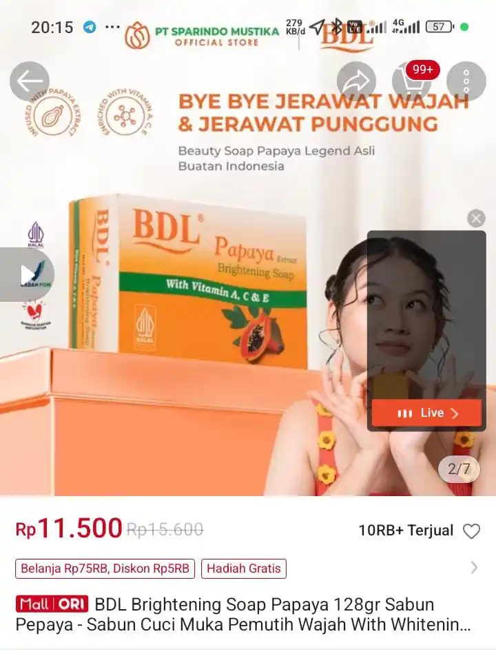 Image from 👜🛒Tukang Spill PROMOAN 🛒🛍️: BDL Brightening Soap Papaya 128gr *11.500* https://s.shopee.co.id/2fzX...
