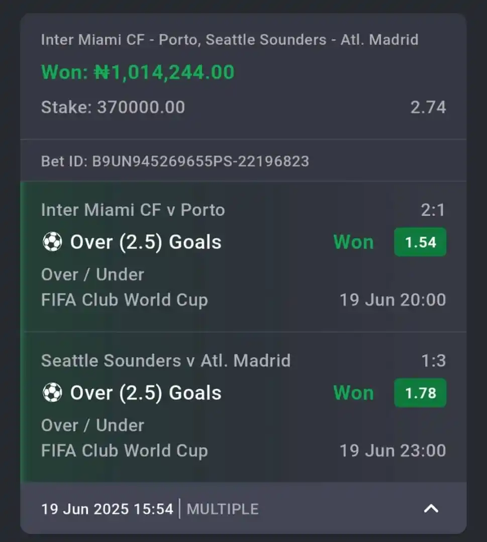 Image from BETWINNERS: BOOOOOMMMM ✅️✅️✅️  ITS BEEN ALL GREENS THIS WEEK ON BET9JA 🔥💪...