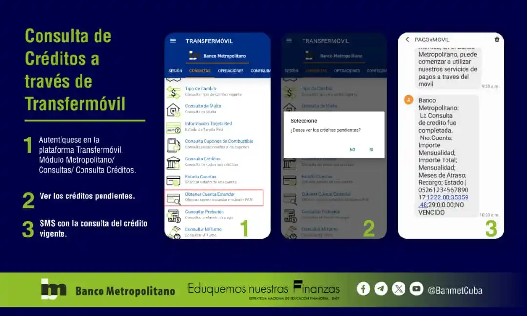 Image from Banco Metropolitano S.A.: Como consultar su crédito bancario por Transfermóvil. <a class="text-b...