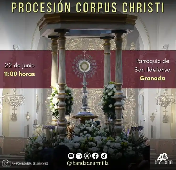 Image from CofradiasTv: Corpus Chico San Ildefonso 2025 en Granada: Santa Misa y Procesión Euc...