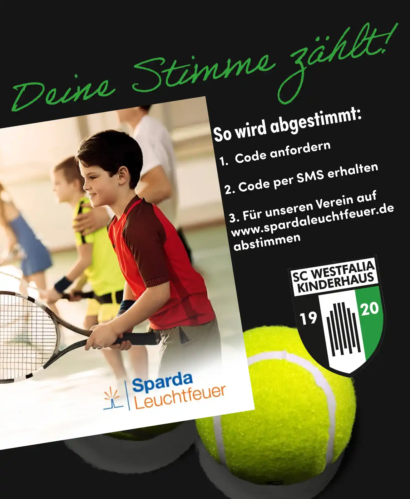 Image from SC Westfalia Kinderhaus 1920 e.V.: Deine Stimme zählt!  Sparda-Leuchtfeuer 2025  Lasst die Tennisbälle fl...