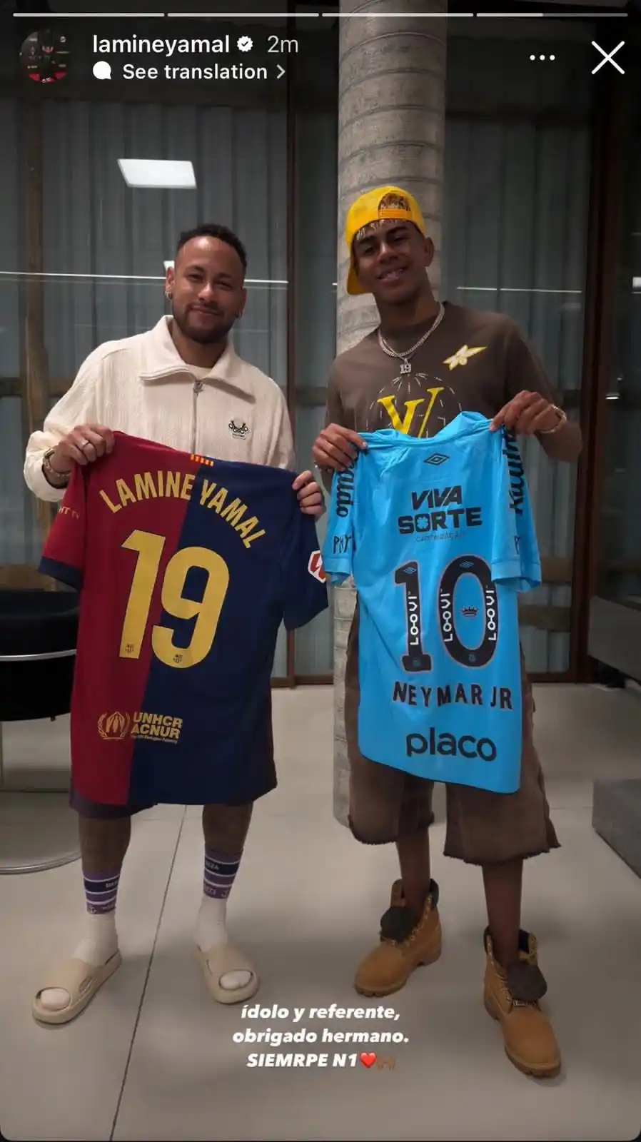 Image from 𝗙𝗨𝗧𝗡𝗘𝗪𝗦 - 📰⚽️: 👏🏻🇪🇸 *ENALTECEU!* Lamine Yamal enaltece seu ídolo (*Neymar*) pelo...