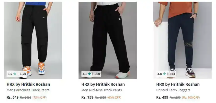 Image from Amazing Deals 360° 🇮🇳: HRX Trackpant Starts at Rs.479  Mens : https://myntr.in/3x36hP Womens ...