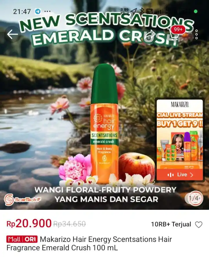 Image from 👜🛒Tukang Spill PROMOAN 🛒🛍️: Makarizo Hair Energy Scentsations Emerald Crush 100ml *20.900* https:/...