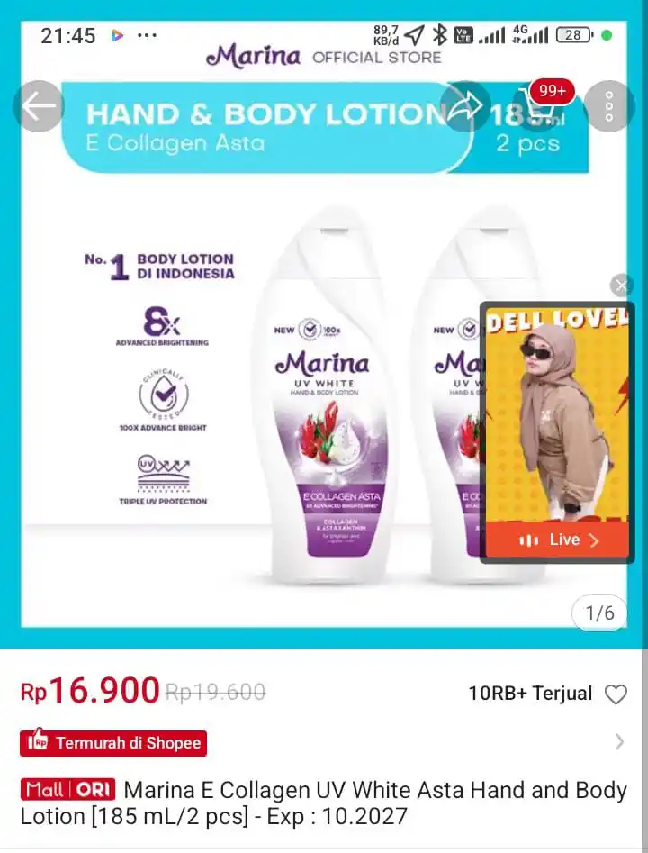 Image from 👜🛒Tukang Spill PROMOAN 🛒🛍️: Marina E Collagen UV White Ssta Hand and Body Lotion 185ml 2pcs *16.90...
