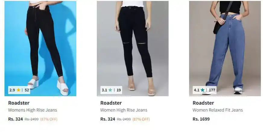 Image from Amazing Deals 360° 🇮🇳: Myntra Loot : Roadster Jeans Starts @324.  Womens : https://myntr.in/w...