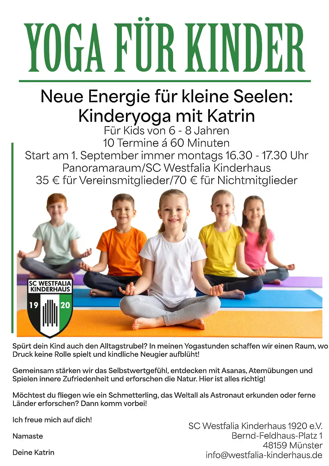 Image from SC Westfalia Kinderhaus 1920 e.V.: Nach den Sommerferien startet ein neues Angebot für Kinder: Neue Ener...