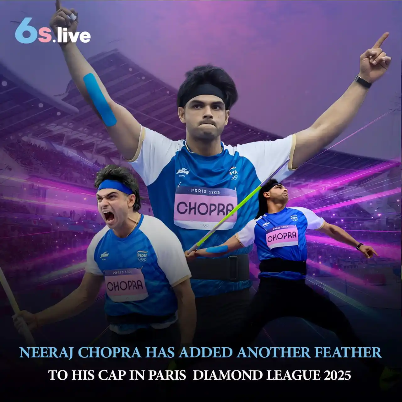 Image from Six6s - India: 🥇✨ Neeraj Chopra Shines in Paris Diamond League 2025! ⭐️🏆  🎯 Neeraj...