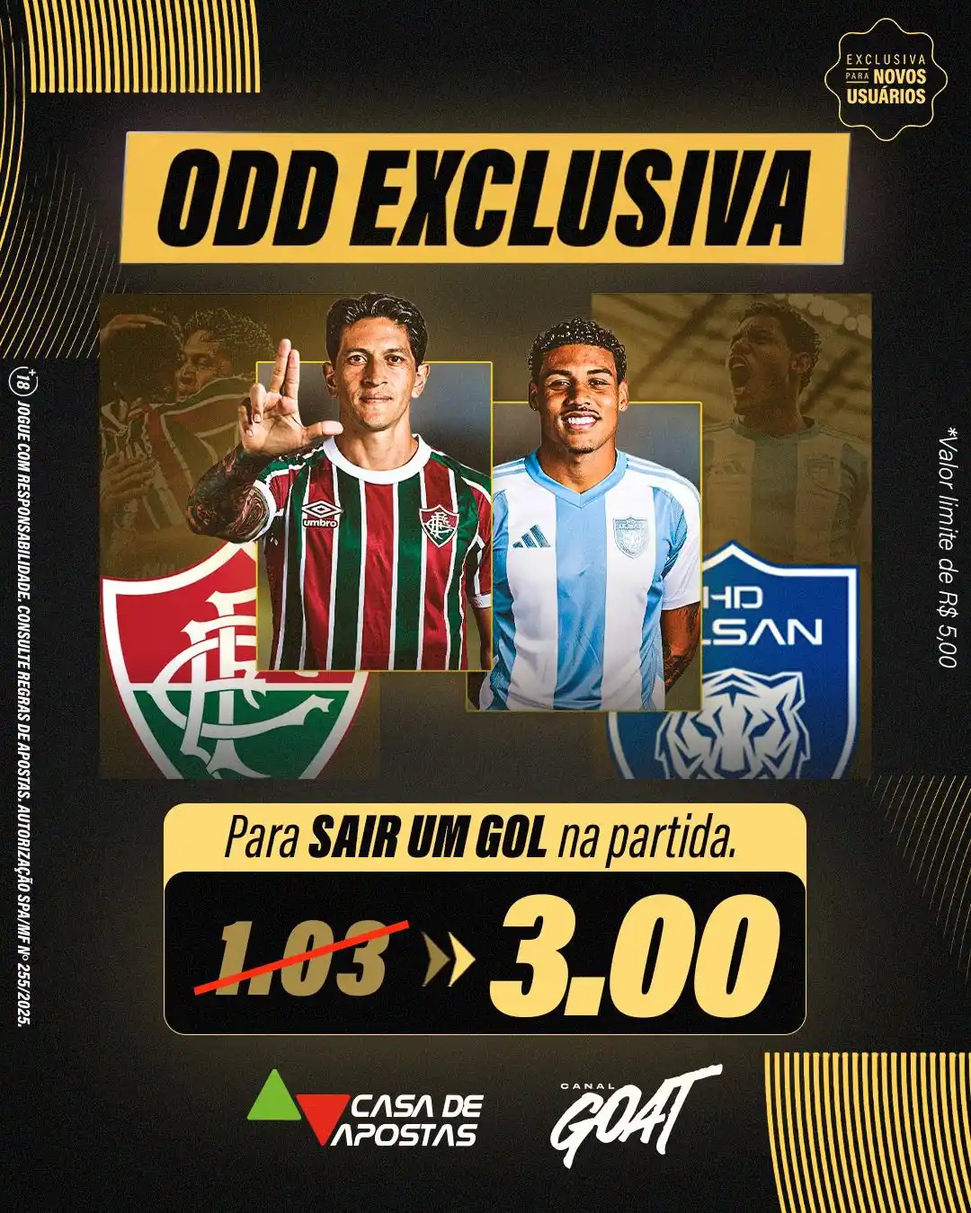 Image from Canal GOAT: *ODD EXCLUSIVA NA CASA 🔥*  Amanhã tem *Fluzão* em busca da primeira v...