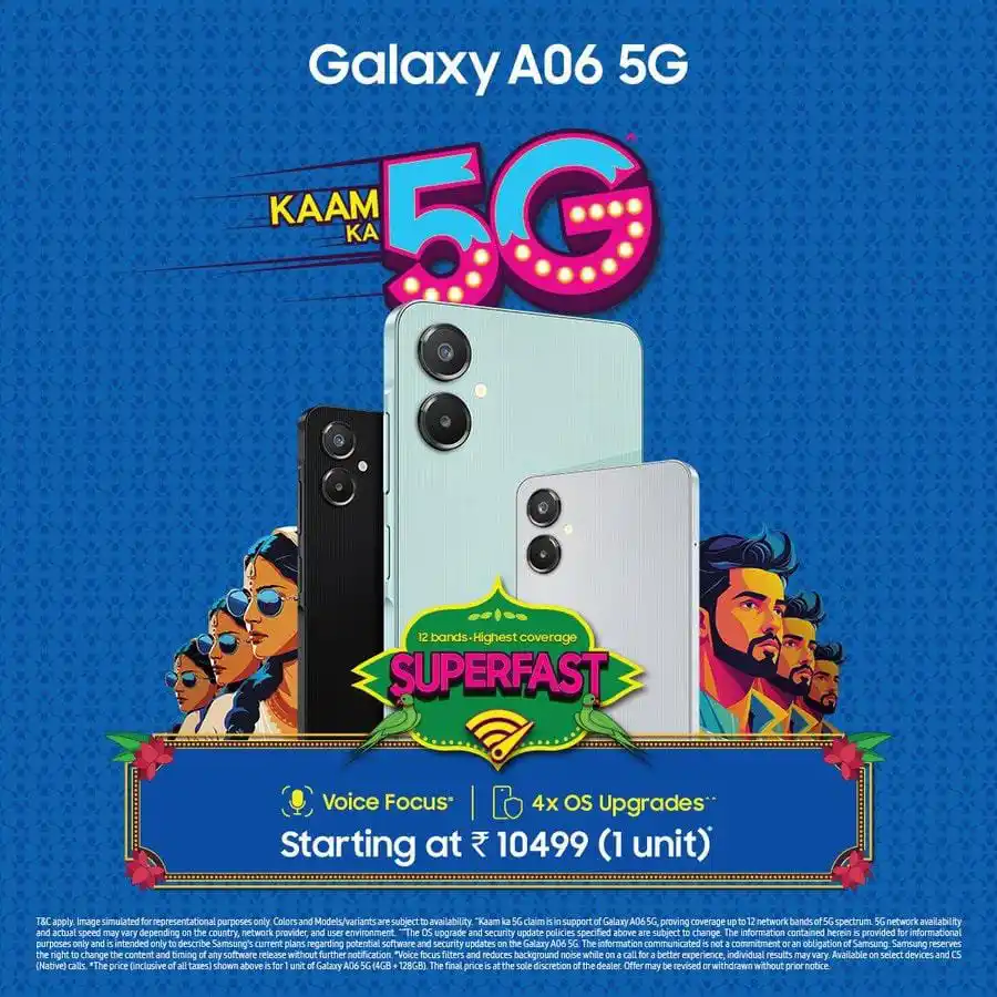 Image from Samsung Mobile: Samsung Galaxy A06 5G 💰Price: 4GB +64GB – ₹10,499 4GB+128GB – ₹11,49...