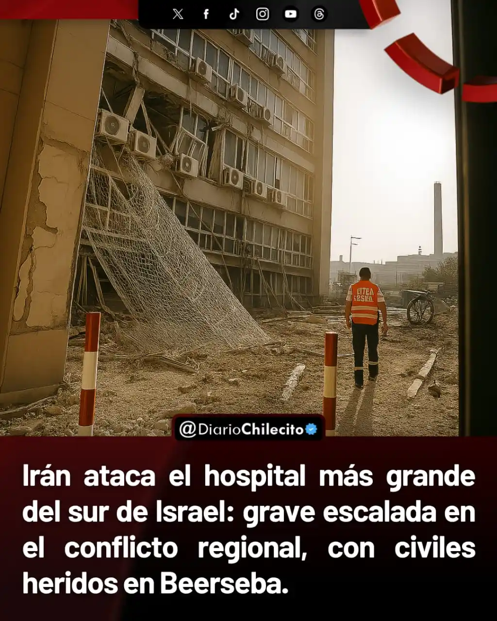 Image from Diario Chilecito: ● Un misil balístico disparado desde Irán impactó directamente en el H...