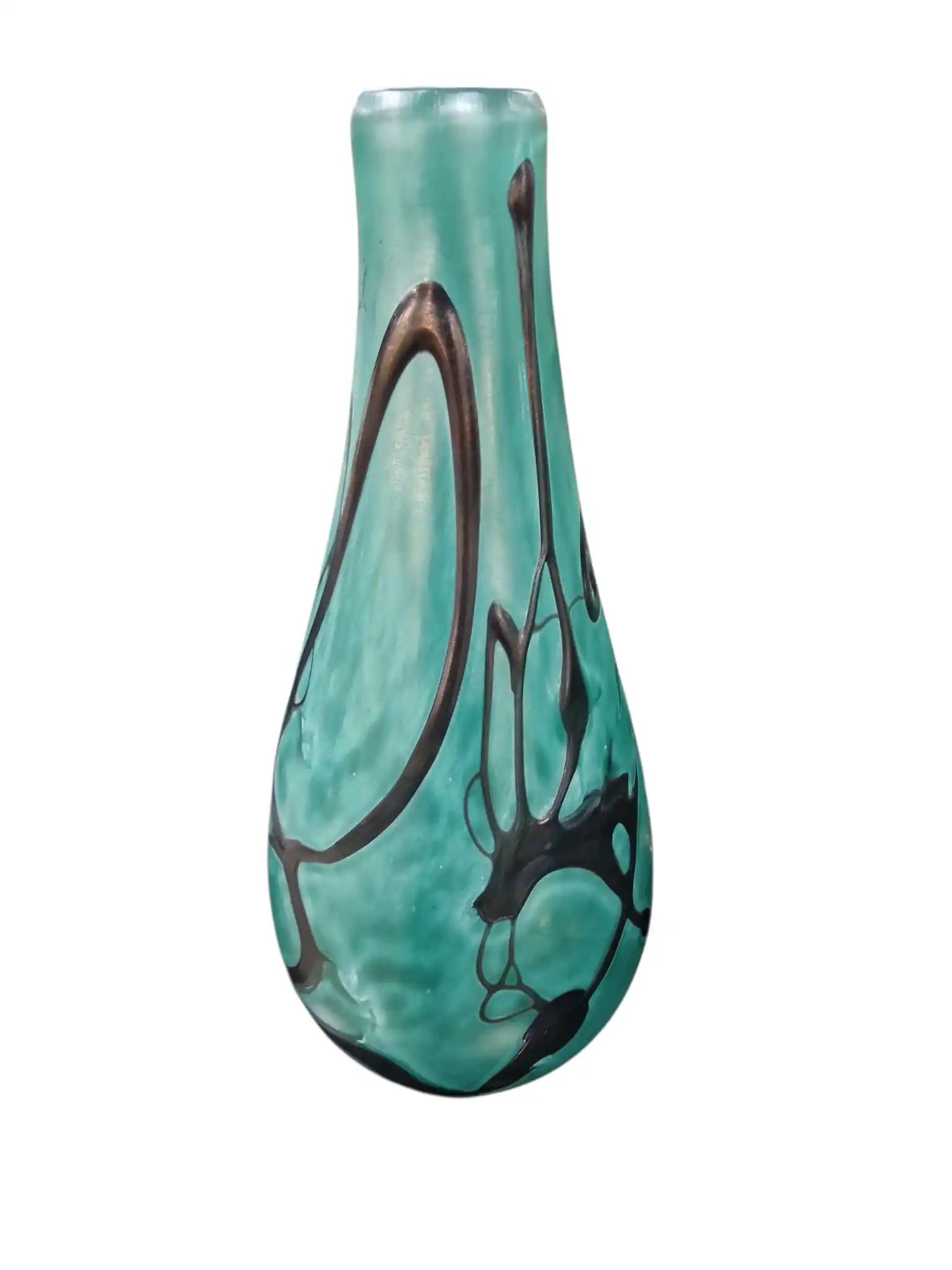 Image from Mercatino dell’usato TESORI NASCOSTI: Vaso vetro verde con disegno...