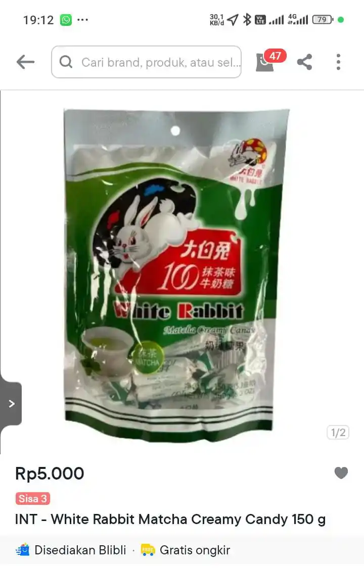 Image from 👜🛒Tukang Spill PROMOAN 🛒🛍️: White Rabbit Matcha Creamy Candy 150g *5.000* https://s.blibli.com/GNt...