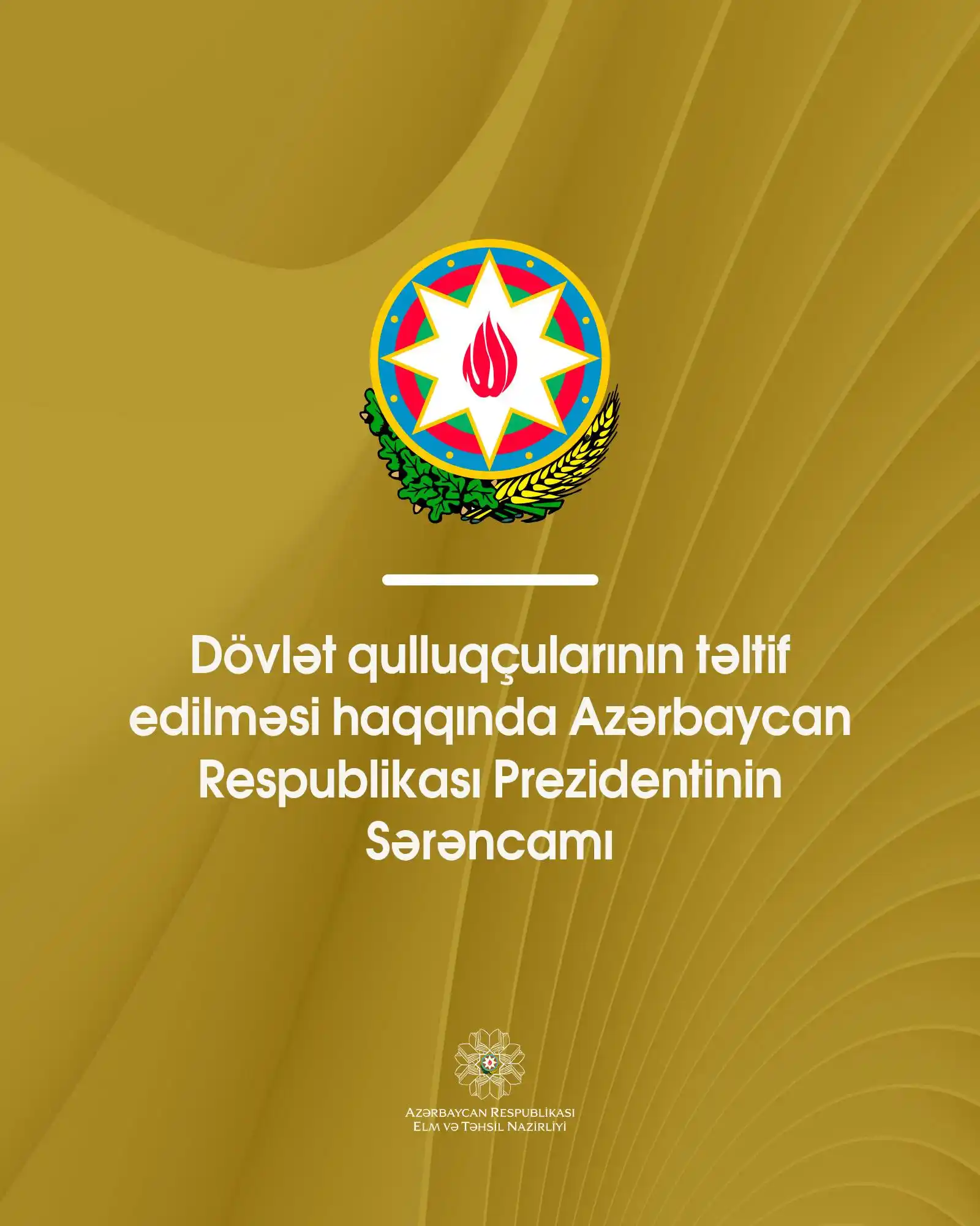 Image from AR Elm və Təhsil Nazirliyi: Azərbaycan Respublikasının Prezidenti cənab İlham Əliyev “Dövlət qullu...