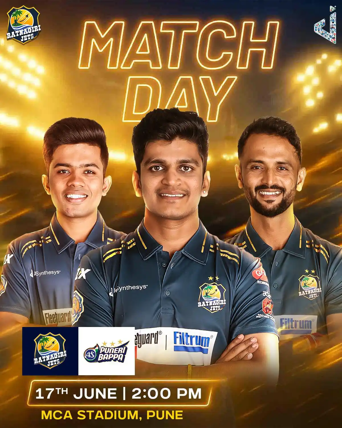Image from Ratnagiri Jets: Battle for 2️⃣ key points 🏏 We face off against Puneri Bappa in this...