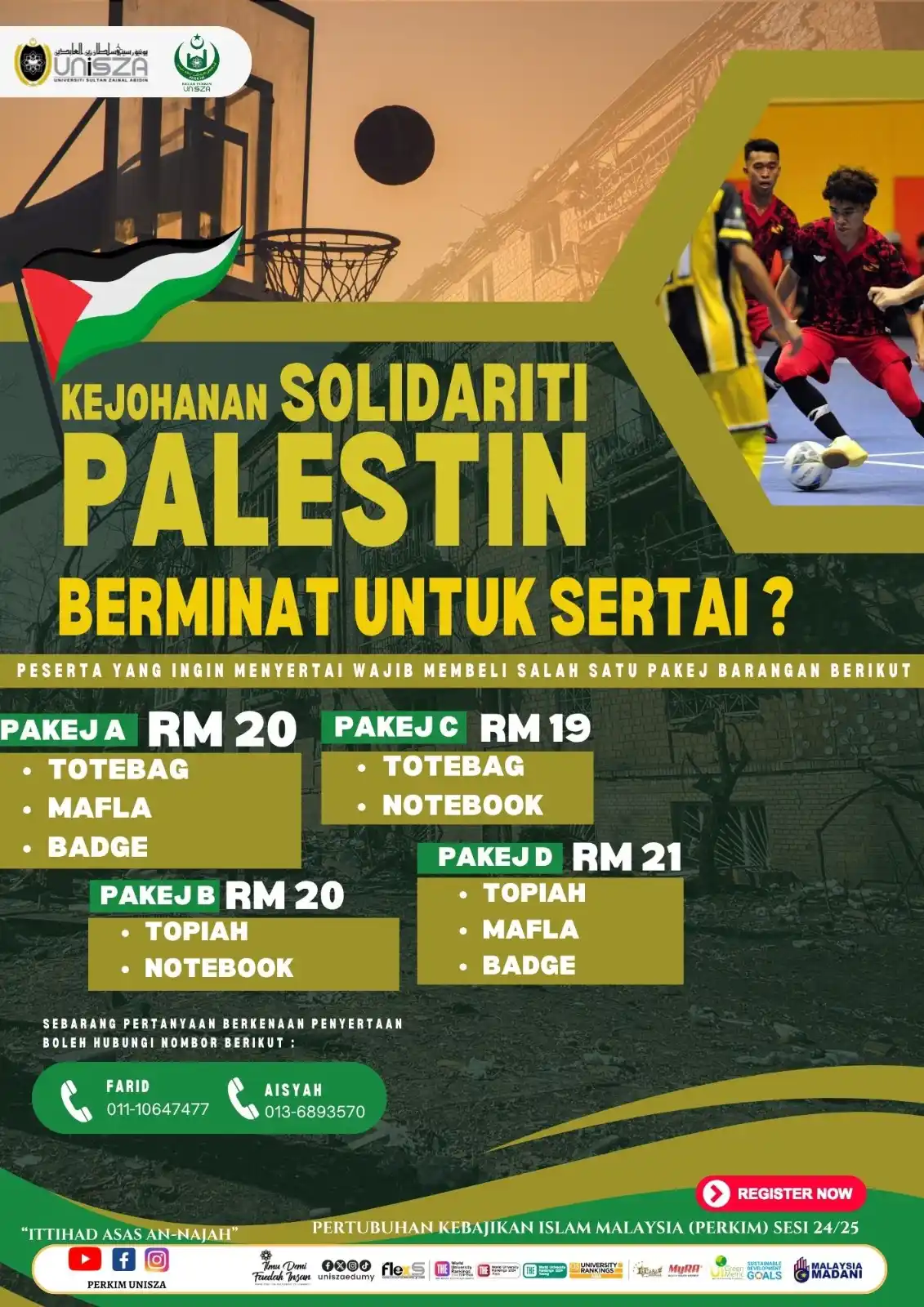 Image from HEBAHAN MPP UniSZA: *KEJOHANAN SOLIDARITI PALESTIN: SATU JARINGAN, SATU HARAPAN* 🇵🇸 Su...