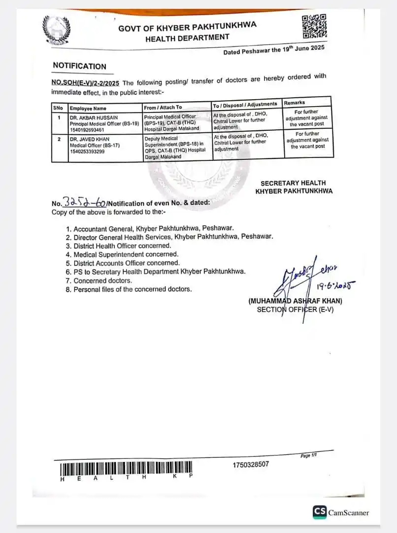 Image from MG News: ملاکنڈ ----مشیرصحت کی کیٹیگری بی ہسپتال درگئ کے دورے کے نتائج آنا شروع...