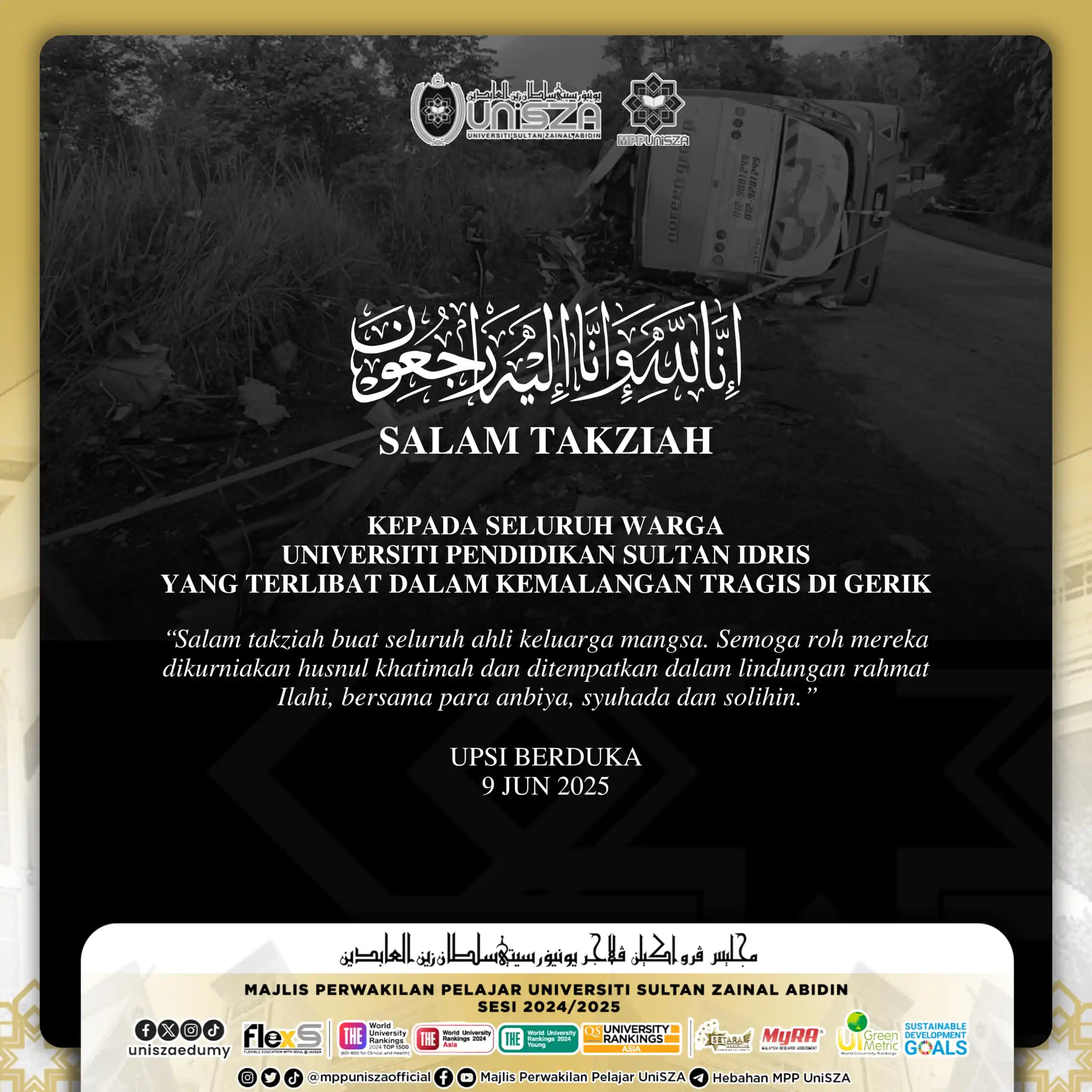 Image from HEBAHAN MPP UniSZA: [SALAM TAKZIAH]  Assalamualaikum wbt dan salam sejahtera,  Majlis Perw...