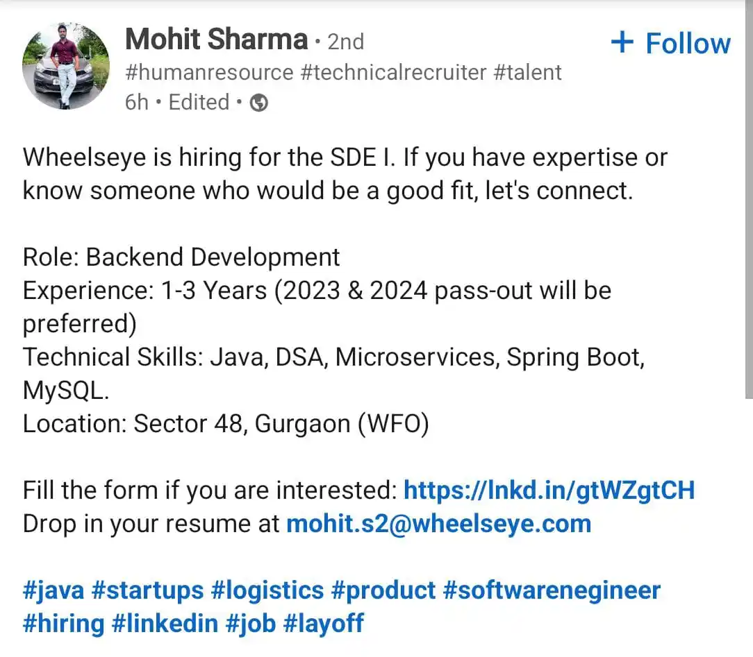 Realtime Engineer - Job Hunt post