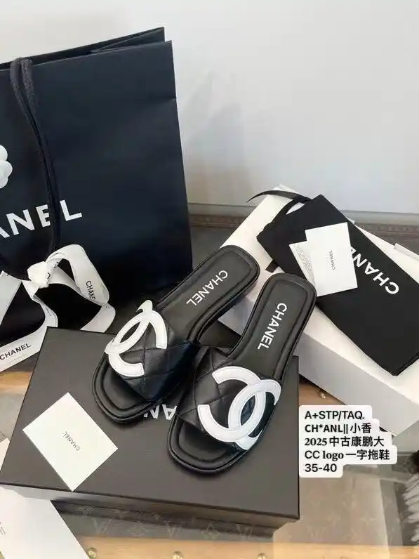 Image from LuckySherryLtd.(W Clothes/Shoes): A+STP/TAQ. 𝗖𝗛*𝗔𝗡𝗟||小香𝟐𝟎𝟐𝟓中古康鹏大CC 𝐥𝐨𝐠𝐨一字拖鞋35-40...