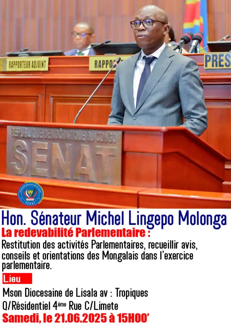 Image from TOPACTU24.CD: *🛑 ALERTE INFO* *Le sénateur Michel Lingepo se livrera, ce samedi 2...