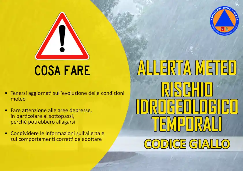 Image from Comune di Empoli: 🟡 ☔ ⛈ ALLERTA METEO 22 giugno 2025 🟡Allerta Codice GIALLO per i ris...