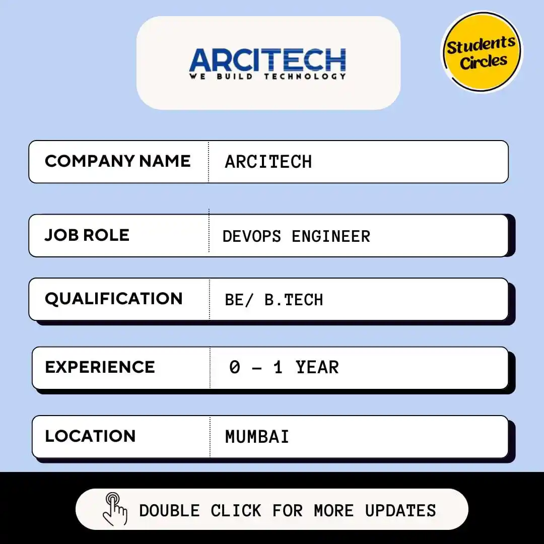 Image from Fresher Jobs | Internships | Remote Jobs | Software Engineer Jobs: 🔍 Arcitech Careers 2025 🔍 💼 Job Role: DevOps Engineer 🔗 https://...