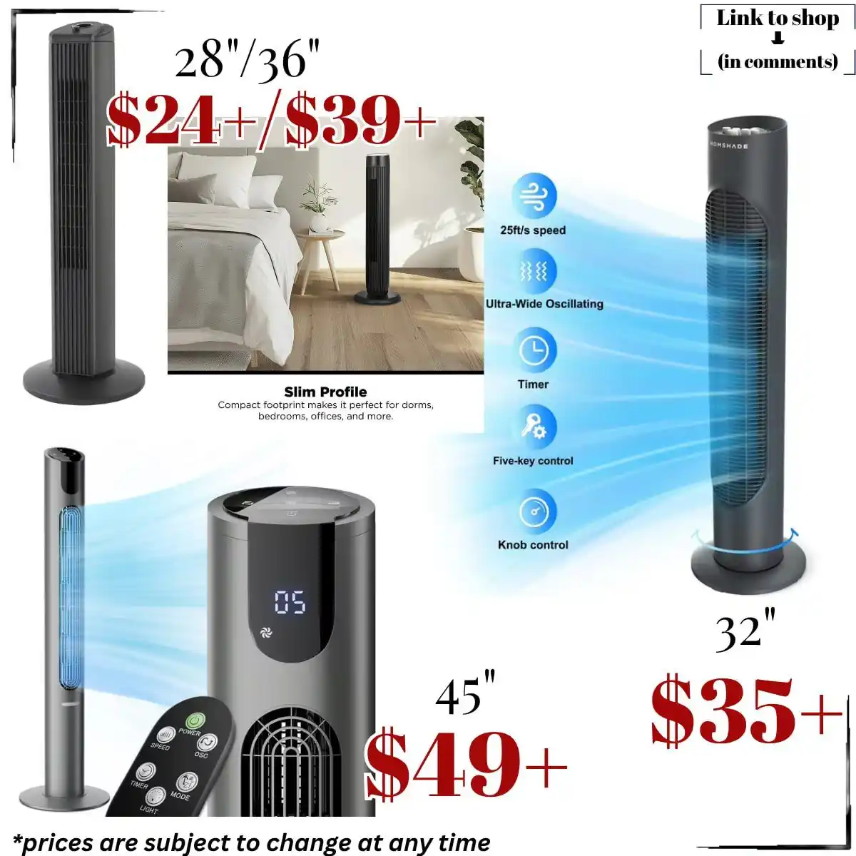 Image from Smart Savers Unite - Deals & Updates: Beat the heat with these sleek tower fans, perfect for bedrooms, dorms...