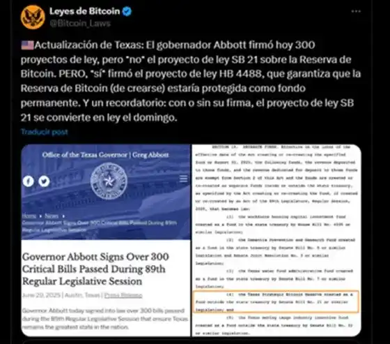Image from CriptoNoticias: DE INTERÉS ⭐️| Texas aprobó una ley que protege una posible reserva es...