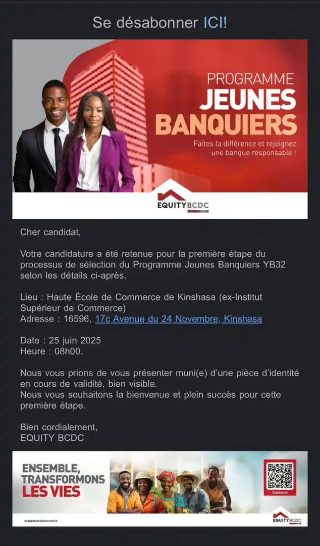 Image from Emplois Carrière: Equity BCDC notifie déjà les sélectionnés alors, restez connecté et vé...