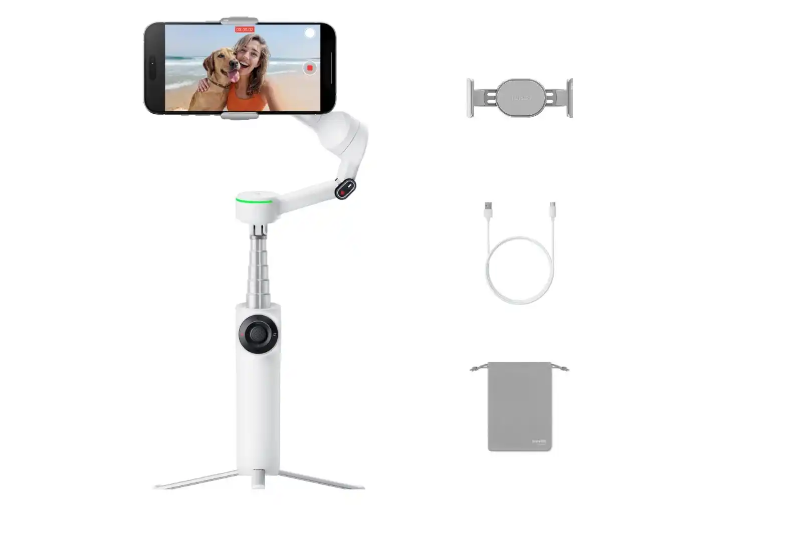 Image from Ofertas Mundo Conectado: **Gimbal dobrável para celular Insta360 Flow 2 Pro, Branco, por R$1.39...