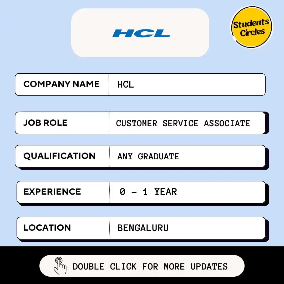 Image from Fresher Jobs | Internships | Remote Jobs | Software Engineer Jobs: 🔍 HCL Careers 2025 🔍 💼 Job Role: Customer Service Associate 🔗 ht...