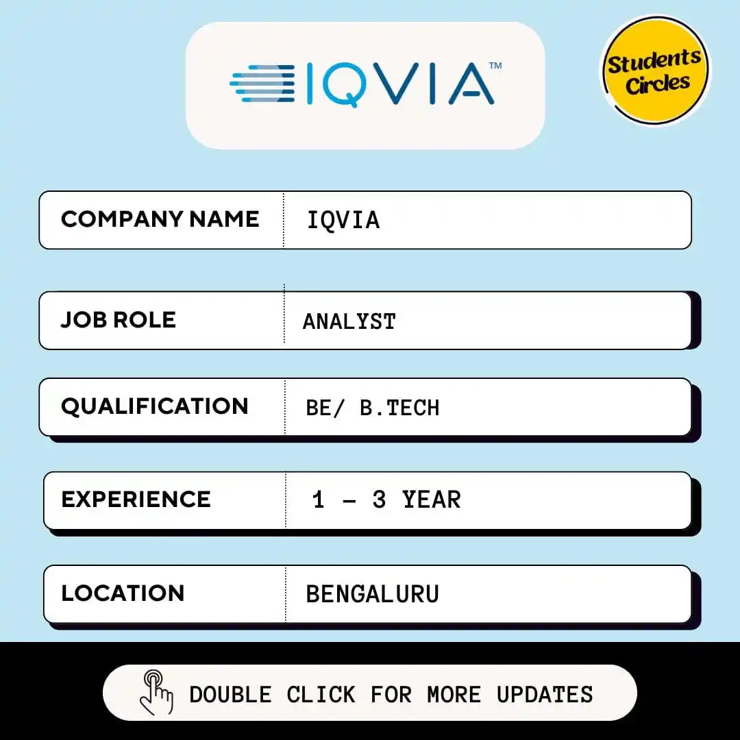 Image from Fresher Jobs | Internships | Remote Jobs | Software Engineer Jobs: 🔍 IQVIA Careers 2025 🔍 💼 Job Role: Analyst 🔗 https://studentscir...